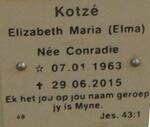 KOTZE Elizabeth Maria nee CONRADIE 1963-2015