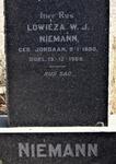NIEMANN Lowieza W.J. nee JORDAAN 1880-1969