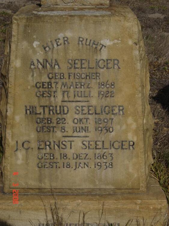 SEELIGER J.C. Ernst 1863-1938 & Anna FISCHER 1868-1922 :: SEELIGER Hiltrud 1897-1930