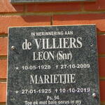 VILLIERS Leon, de 1928-2009 & Marietjie 1925-2019