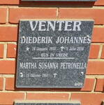 VENTER Diederik Johannes 1953-2018 & Martha Susanna Petronella 1957-