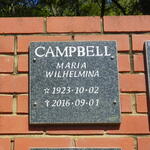 CAMPBELL Maria Wilhelmina 1923-2016