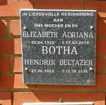 BOTHA Hendrik Beltazer 1922-2016 & Elizabeth Adriana 1929-2015