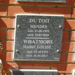 TOIT Mendes, du 1954-2010 :: WHATMORE Marie Louise 1949-2012
