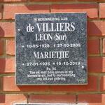 VILLIERS Leon, de 1928-2009 & Marietjie 1925-2019