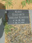 RENSBURG Maria Eliezabeth, Janse van 1893-1995