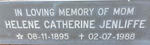 JENLIFFE Helene Catherine 1895-1988