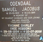 ODENDAAL Samuel  Jacobus 1931-1991 & Yvonne Shirley nee HOBSON 1934-2016