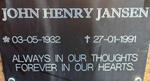 JANSEN John Henry 1932-1991
