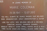 COLEMAN Marie 1941-2012
