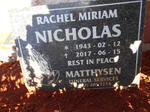 NICHOLAS Rachel Miriam 1943-2017