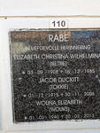 RABE Jacob Duckitt 1915-2006 & Elizabeth Christina Wilhelmina 1908-1985 ::  RABE Wouna Elizabeth 1940-2013