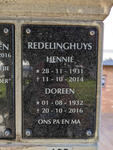 REDELINGHUYS Hennie 1931-2014 & Doreen 1932-2016