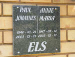 ELS Paul Johannes 1940-2003 & Annie Maria 1947-2003