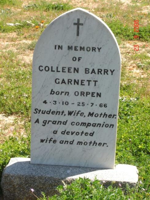 GARNETT Colleen Barry nee ORPEN 1910-1966