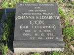 COX Johanna Elizabeth nee LEEUWNER 1895-1975