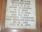 MacFARLANE John Miller 1883-1948 & Florence Catherine JOHNSTONE 1887-1979