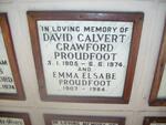 PROUDFOOT David Calvert Crawford 1905-1974 & Emma Elsabe 1907-1984
