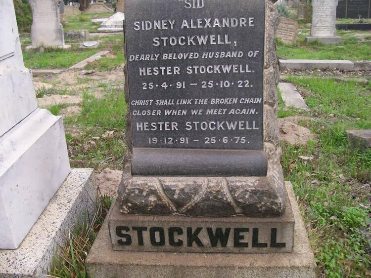 STOCKWELL Sidney Alexandre 1891-1922 & Hester 1891-1975