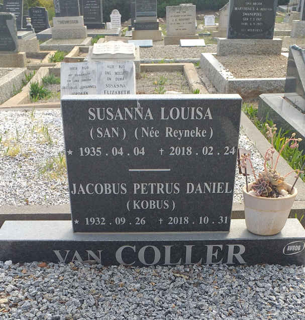 COLLER Jacobus Petrus Daniel, van 1932-2018 & Susanna Louisa REYNEKE 1935-2018