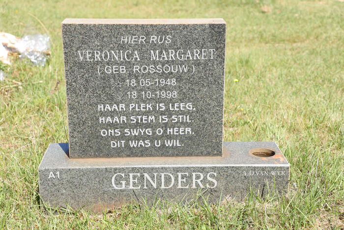 GENDERS Veronica Margaret nee ROSSOUW 1948-1998