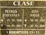 CLASE Petrus Johannes 1930-2021 & Dina NAUDE 1931-2020