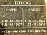 KROG Gawie 1923-2007 & Bapsie 1924-2016