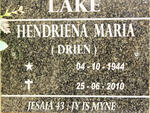 LAKE Hendriena Maria 1944-2010
