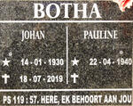BOTHA Johan 1930-2019 & Pauline 1940-