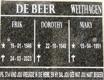 BEER Frik, de 1946-2023 & Dorothy 1948- :: WELTHAGEN Mary 1951-