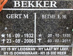 BEKKER Gert M. 1932-2006 & Betsie E.M. 1938-2011