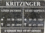 KRITZINGER Louis Jacobus 1928-2010 & Elsie Sophia 1927-2011