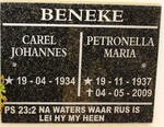 BENEKE Carel Johannes 1934- & Petronella Maria 1937-2009