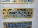 MARINUS Cynthia 1920-2014