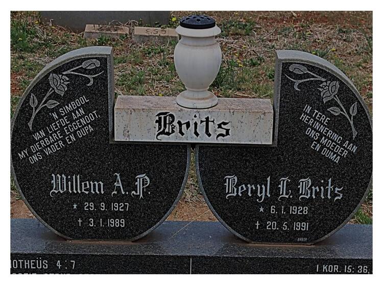 BRITS Willem A.P. 1927-1989 & Beryl L. 1928-1991