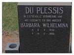 PLESSIS Barbara Wilhelmina, du 1949-1988