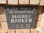 BARKER Magriet 1926-1996