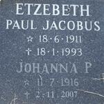 ETZEBETH Paul Jacobus 1911-1993 & Johanna P. 1916-2007