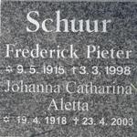 SCHUUR Frederick Pieter 1915-1998 & Johanna Catharina Aletta 1918-2003