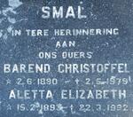SMAL Barend Christoffel 1890-1979 & Aletta Elizabeth 1893-1992