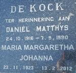 KOCK Daniel Matthys, de 1916-1990 & Maria Margaretha Johanna 1923-2012