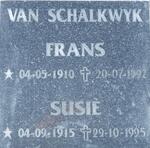 SCHALKWYK Frans, van 1910-1997 & Susie 1915-1995