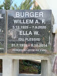 BURGER Willem A.F. 1925-2020 & Ella W. DU PLESSIS 1935-2014
