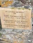 WATTS John Thomas 1911-1998 & Dorothy Lilias 1915-2011 :: GROBLER Lennox Mariel 1942-2018