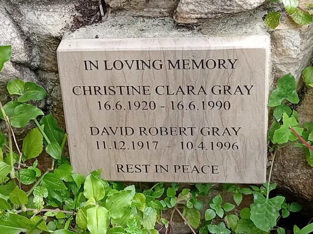 GRAY David Robert 1917-1996 & Christine Clara 1920-1990