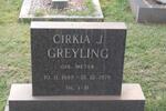 GREYLING Cirkia J. nee MEYER 1889-1978