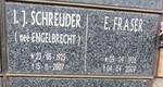 FRASER E. 1926-2009 & I.J. SCHREUDER nee ENGELBRECHT 1925-2007