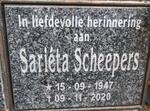 SCHEEPERS Sarieta 1947-2020