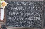 WAAL Johanna Maria, de 1950-2011