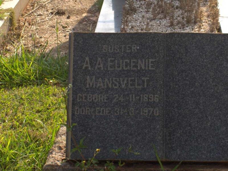 MANSVELT A.A. Eugenie 1896-1970